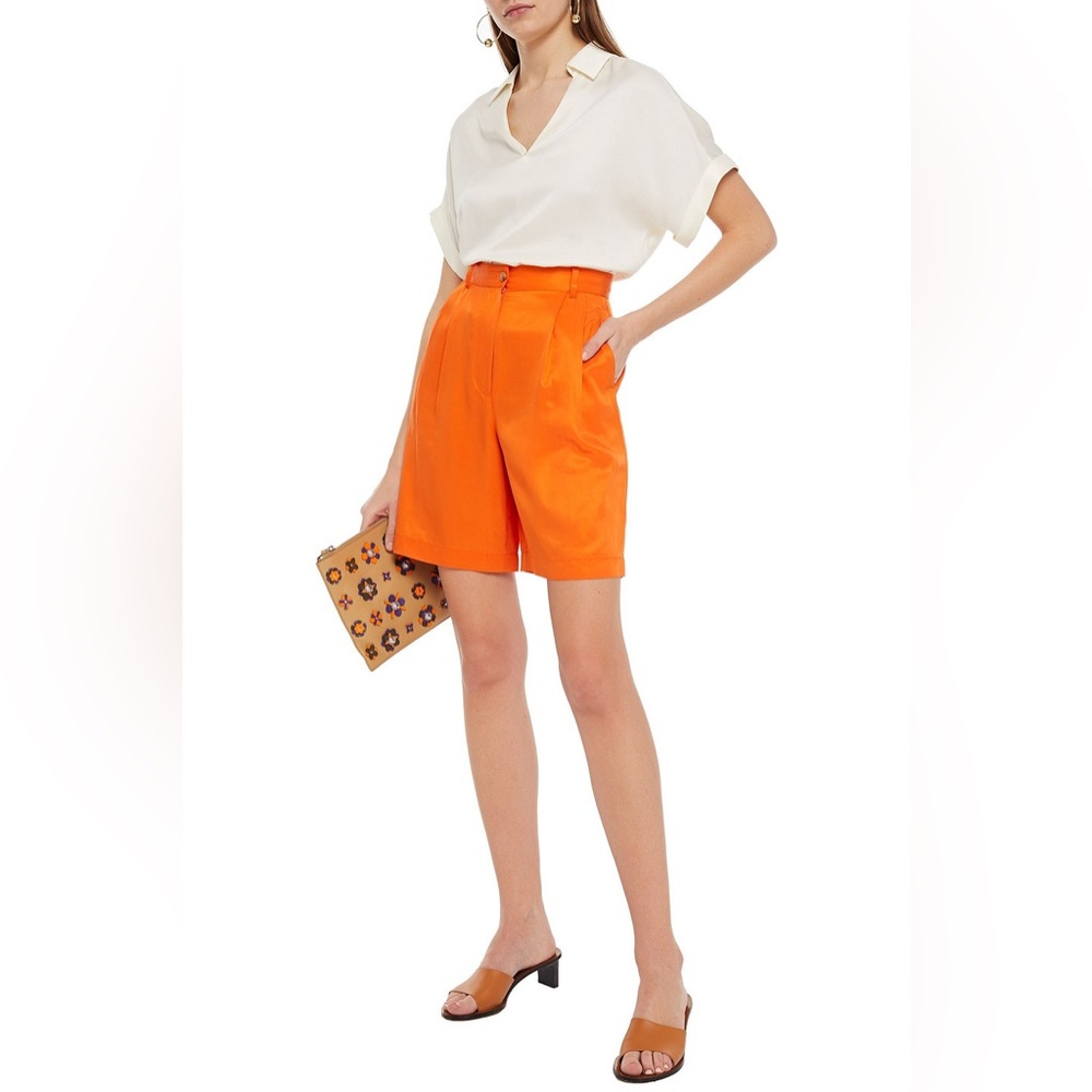 Maje Ishou Satin-twill Shorts Orange